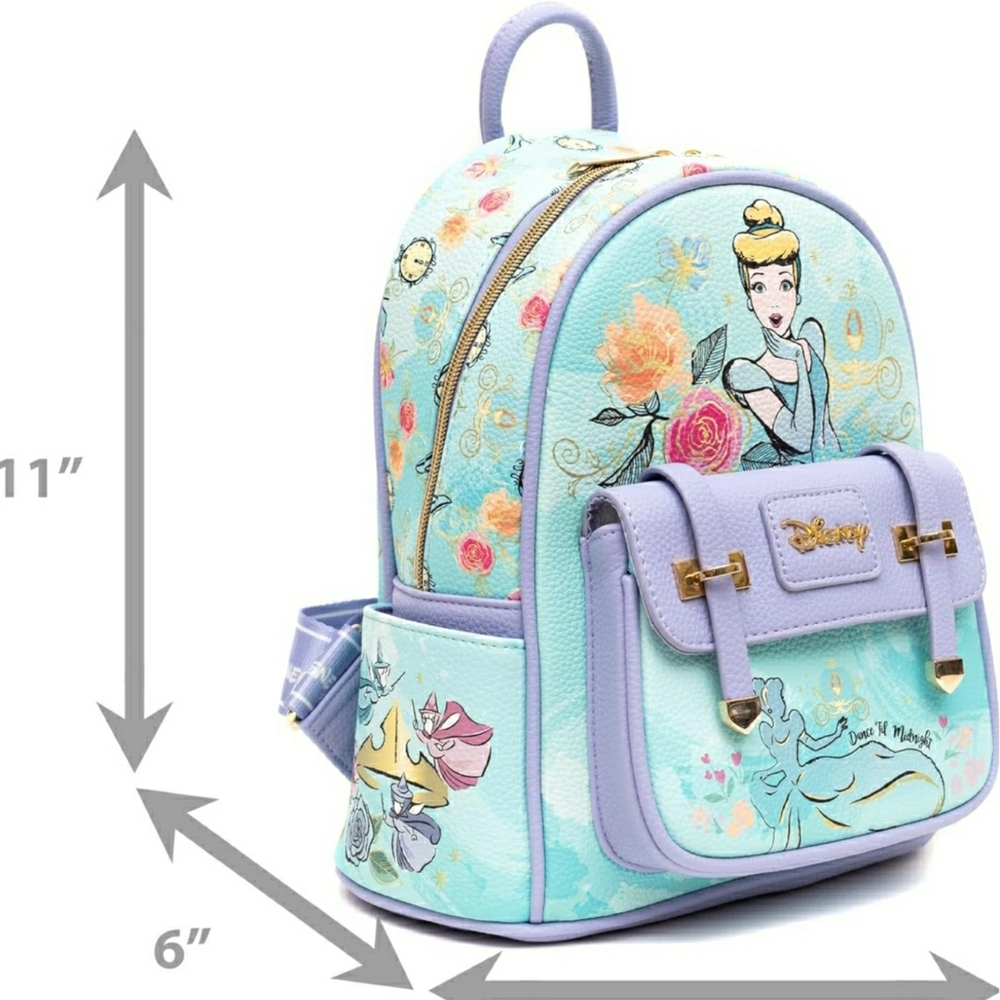 Disney Light Blue and Lilac Cinderella Floral Mini Backpack